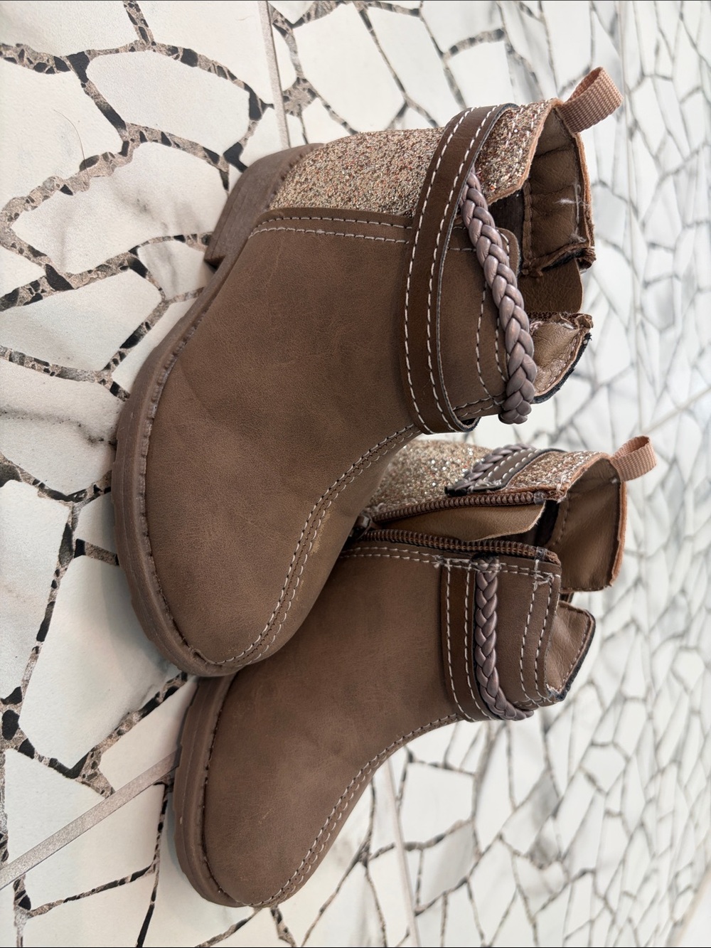 Carter's Brown Toddler Girls Glitter Accent Ankle Boots